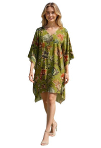 VINES AND SPRINGS_VISCOSE/COTTON KAFTAN AUTUMN FLORAL _ VISCOSE/COTTON KAFTAN AUTUMN FLORAL _ Ebony Boutique NZ