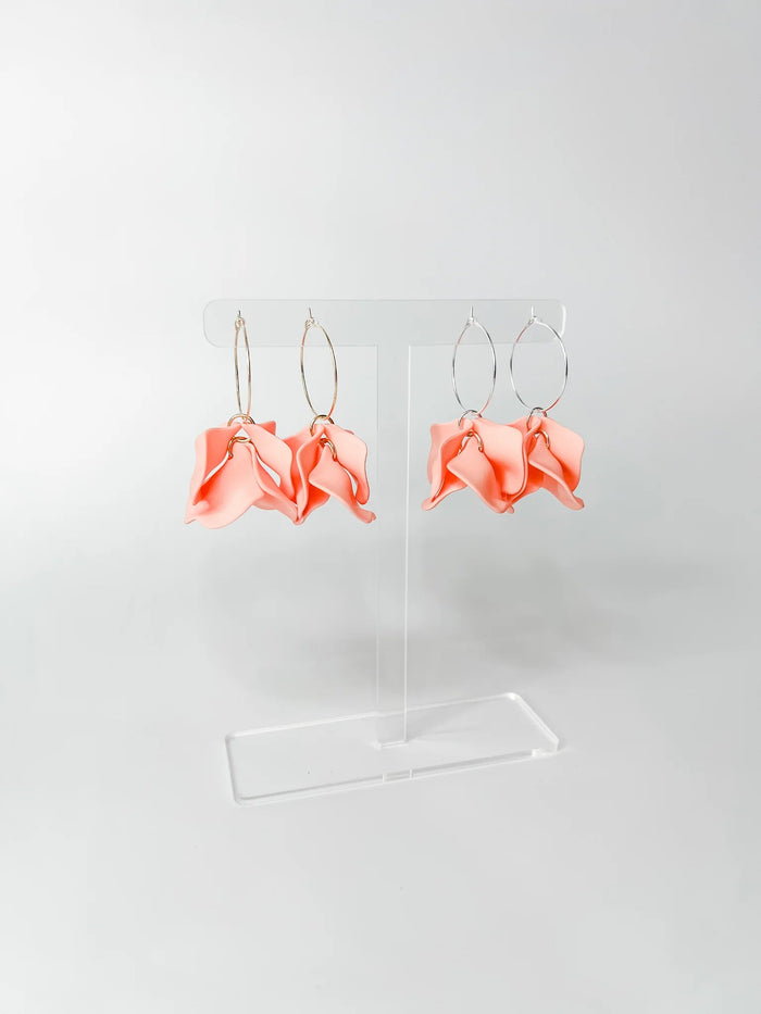 WILLOW COLLECTIVE_PEONY EARRINGS SILVER PEACH _ PEONY EARRINGS SILVER PEACH _ Ebony Boutique NZ