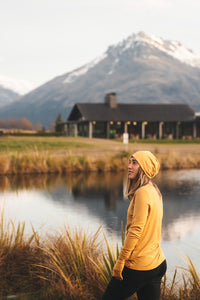 EBONY_100% MERINO BEANIE UNISEX CUFFED/SLOUCH GOLD _ _ Ebony Boutique NZ