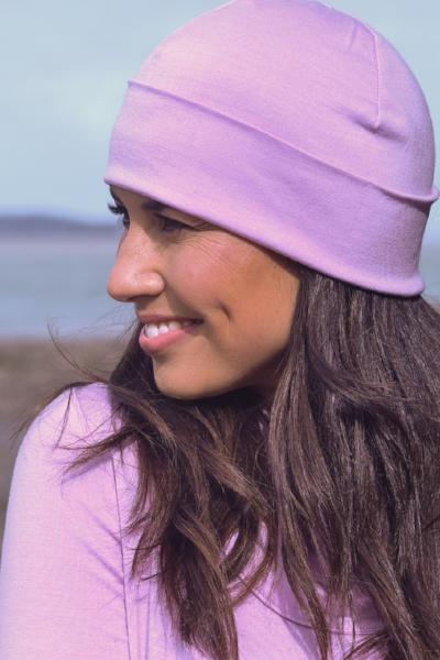 EBONY_100% MERINO BEANIE UNISEX CUFFED/SLOUCH LILAC _ _ Ebony Boutique NZ