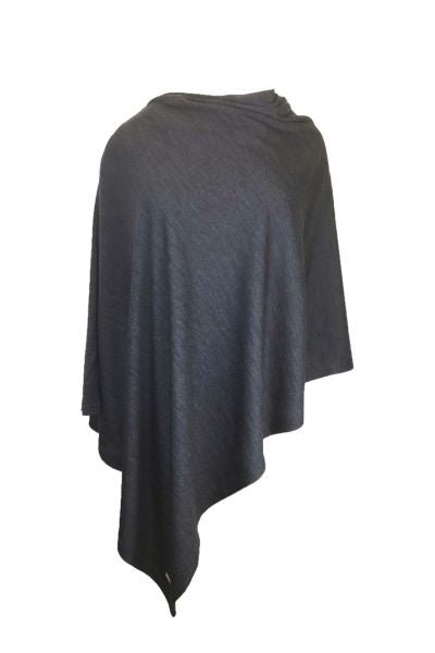 EBONY_100% MERINO WOOL PONCHO EASY STYLE LAYER CHARCOAL _ _ Ebony Boutique NZ