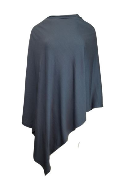 EBONY_100% MERINO WOOL PONCHO EASY STYLE LAYER INDI BLUE _ _ Ebony Boutique NZ