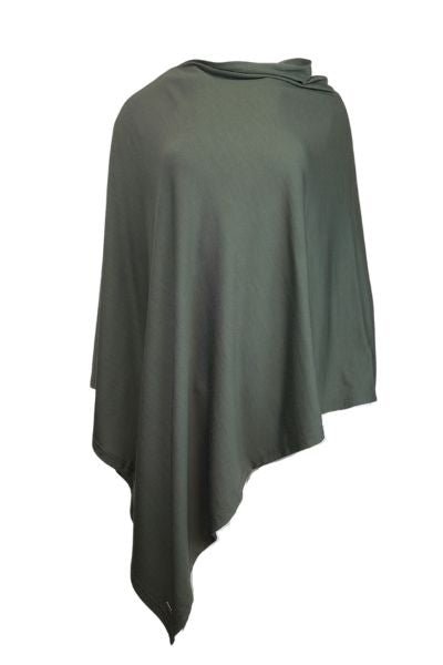 EBONY_100% MERINO WOOL PONCHO EASY STYLE LAYER KHAKI _ _ Ebony Boutique NZ