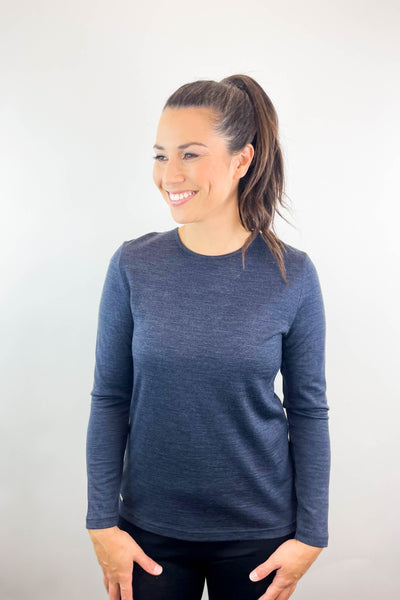 EBONY_WOMENS 100% MERINO (210) LONG SLEEVE CREW TOP ORION _ _ Ebony Boutique NZ