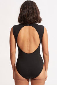 SEAFOLLY_ACTIVE CAP SLEEVE MAILLOT _ _ Ebony Boutique NZ