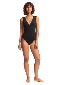 SEAFOLLY_ACTIVE DEEP V NECK MAILLOT _ _ Ebony Boutique NZ