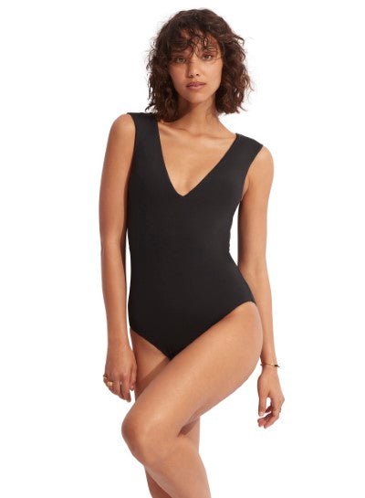 SEAFOLLY_ACTIVE DEEP V NECK MAILLOT _ _ Ebony Boutique NZ