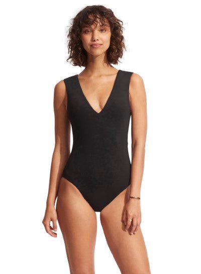 SEAFOLLY_ACTIVE DEEP V NECK MAILLOT _ _ Ebony Boutique NZ