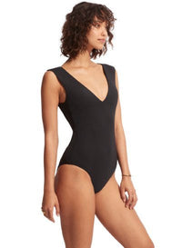 SEAFOLLY_ACTIVE DEEP V NECK MAILLOT _ _ Ebony Boutique NZ