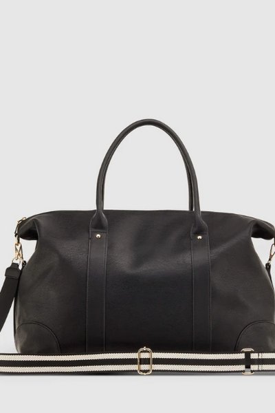 LOUENHIDE_ALEXIS WEEKENDER TRAVEL BAG BLACK STRIPE STRAP _ _ Ebony Boutique NZ
