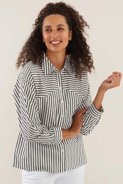 Black and white 2025 striped shirt nz