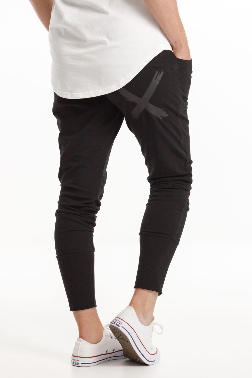 HOME-LEE_APARTMENT PANTS BLACK WITH MATTE BLACK PRINT _ _ Ebony Boutique NZ