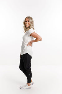 HOME-LEE_APARTMENT PANTS BLACK WITH MATTE BLACK PRINT _ _ Ebony Boutique NZ