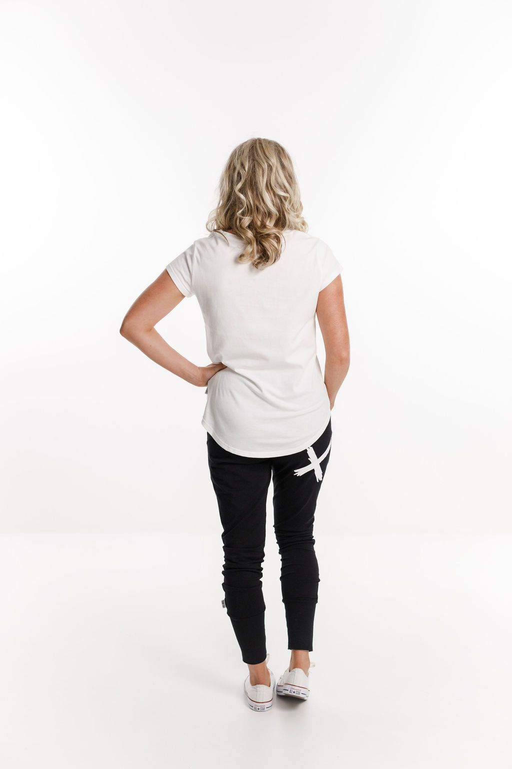 HOME-LEE_APARTMENT PANTS BLACK WITH WHITE PRINT _ _ Ebony Boutique NZ