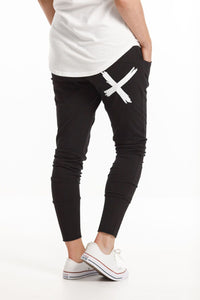 HOME-LEE_APARTMENT PANTS BLACK WITH WHITE PRINT _ _ Ebony Boutique NZ