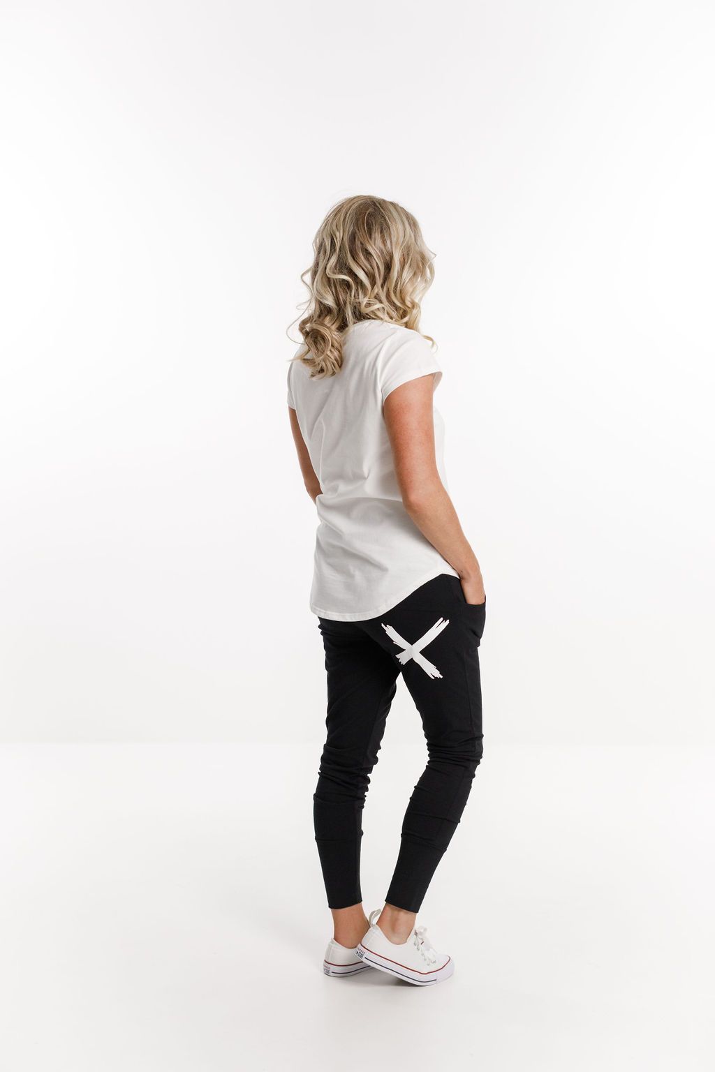 HOME-LEE_APARTMENT PANTS BLACK WITH WHITE PRINT _ _ Ebony Boutique NZ