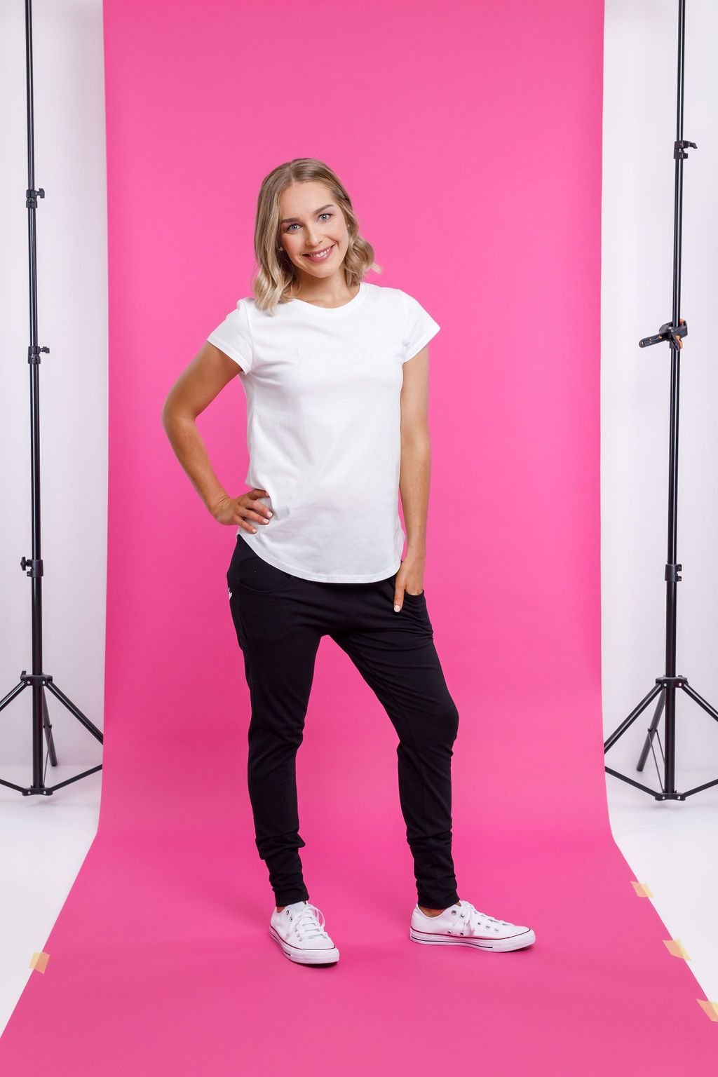 HOME-LEE_APARTMENT PANTS BLACK WITH WHITE PRINT _ _ Ebony Boutique NZ