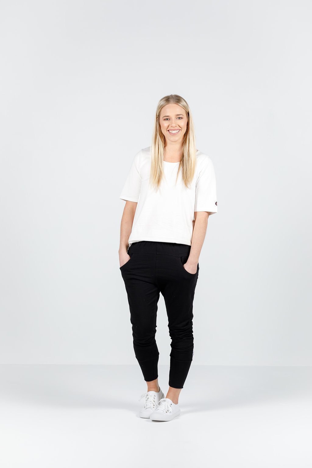 HOME-LEE_APARTMENT PANTS BLACK WITH WHITE PRINT _ _ Ebony Boutique NZ
