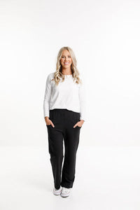 HOME-LEE_AVENUE PANTS BLACK WITH WHITE X _ _ Ebony Boutique NZ