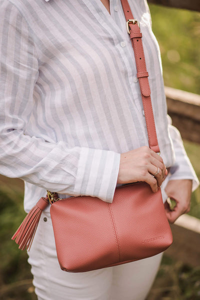 Shop Louenhide NZ Baby Daisy Crossbody Bag Dusty Rose Ebony