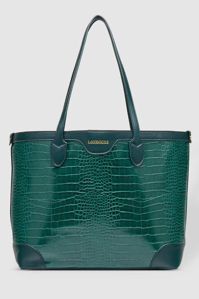 LOUENHIDE_BEAUMONT TOTE BAG RECYCLED CROC GREEN _ _ Ebony Boutique NZ