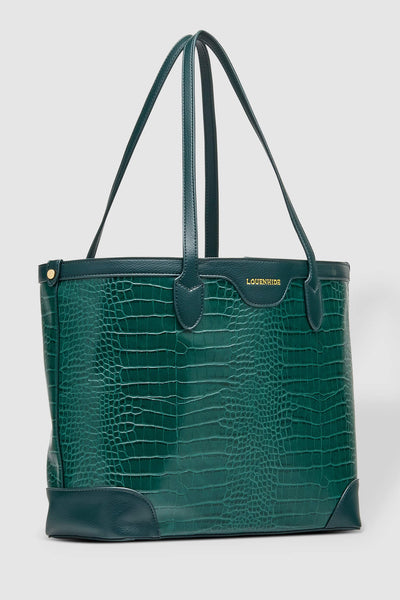 LOUENHIDE_BEAUMONT TOTE BAG RECYCLED CROC GREEN _ _ Ebony Boutique NZ