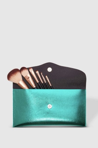 LOUENHIDE_BELLA DISCO GREEN COSMETIC BRUSH SET _ _ Ebony Boutique NZ