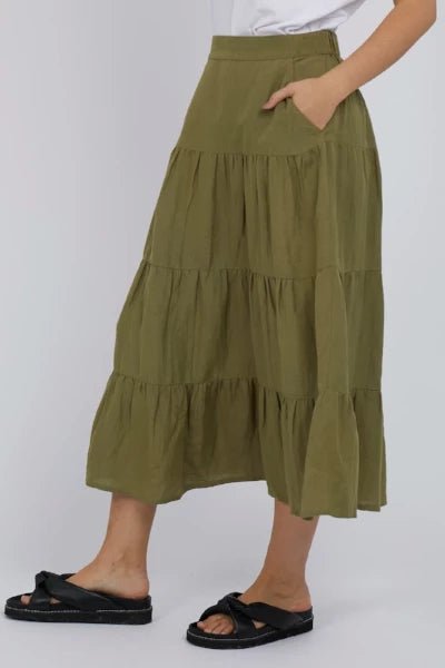 Shop Foxwood Brea Skirt in olive Green Women s Fashion NZ Ebony Boutique NZ