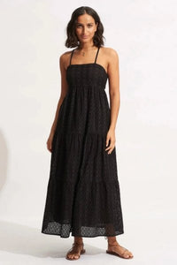 SEAFOLLY_BRODERIE ANGLAISE TIERED MAXI DRESS _ _ Ebony Boutique NZ