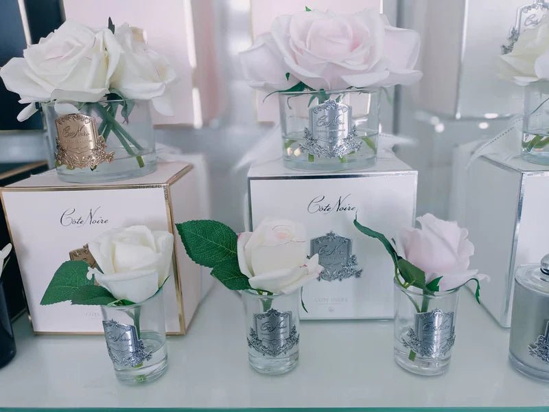 COTE NOIRE_PERFUMED NATURAL TOUCH ROSE BUD BLUSH PINK CLEAR GLASS _ PERFUMED NATURAL TOUCH ROSE BUD BLUSH PINK CLEAR GLASS _ Ebony Boutique NZ