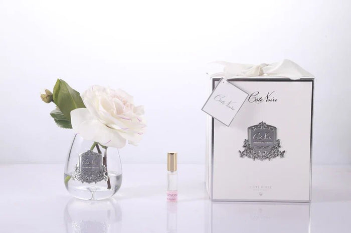 COTE NOIRE_PERFUMED NATURAL TOUCH TEA ROSE BLUSH CLEAR GLASS _ PERFUMED NATURAL TOUCH TEA ROSE BLUSH CLEAR GLASS _ Ebony Boutique NZ