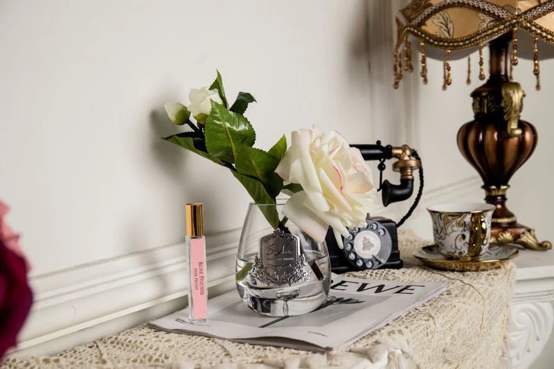 COTE NOIRE_PERFUMED NATURAL TOUCH TEA ROSE BLUSH CLEAR GLASS _ PERFUMED NATURAL TOUCH TEA ROSE BLUSH CLEAR GLASS _ Ebony Boutique NZ