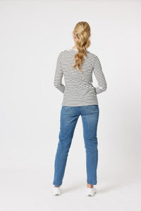 GORDON SMITH_CREW NECK STRIPE L/S TEE _ _ Ebony Boutique NZ