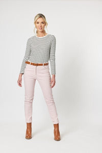 GORDON SMITH_CREW NECK STRIPE L/S TEE _ _ Ebony Boutique NZ