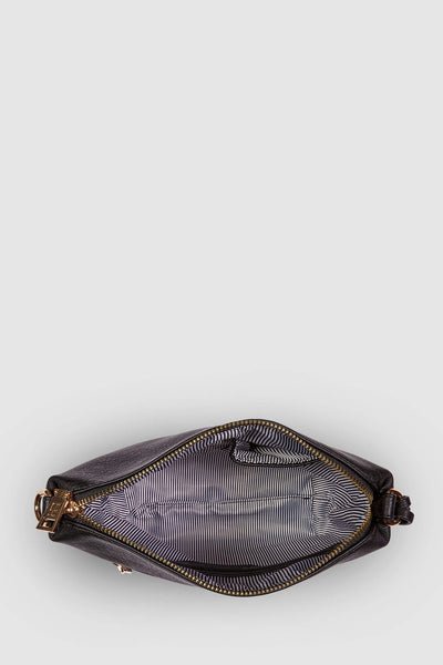 LOUENHIDE_DAISY CROSSBODY BAG BLACK STRIPE GUITAR STRAP _ _ Ebony Boutique NZ
