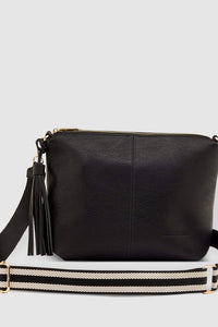 LOUENHIDE_DAISY CROSSBODY BAG BLACK STRIPE GUITAR STRAP _ _ Ebony Boutique NZ