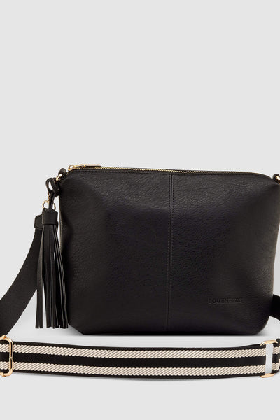 LOUENHIDE_DAISY CROSSBODY BAG BLACK STRIPE GUITAR STRAP _ _ Ebony Boutique NZ