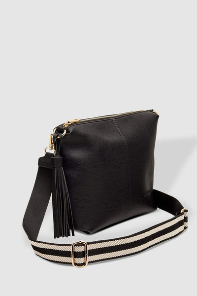 LOUENHIDE_DAISY CROSSBODY BAG BLACK STRIPE GUITAR STRAP _ _ Ebony Boutique NZ