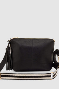 LOUENHIDE_DAISY CROSSBODY BAG BLACK STRIPE GUITAR STRAP _ _ Ebony Boutique NZ
