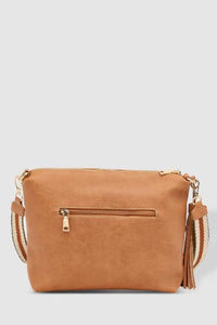 LOUENHIDE_DAISY CROSSBODY BAG CAMEL STRIPE GUITAR STRAP _ _ Ebony Boutique NZ