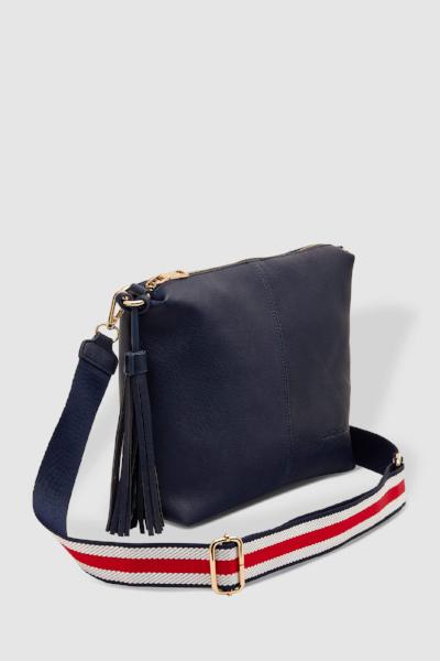 LOUENHIDE_DAISY CROSSBODY BAG NAVY STRIPE GUITAR STRAP _ _ Ebony Boutique NZ