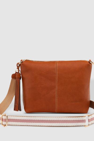 LOUENHIDE_DAISY TAN STRIPE CROSSBODY BAG _ _ Ebony Boutique NZ