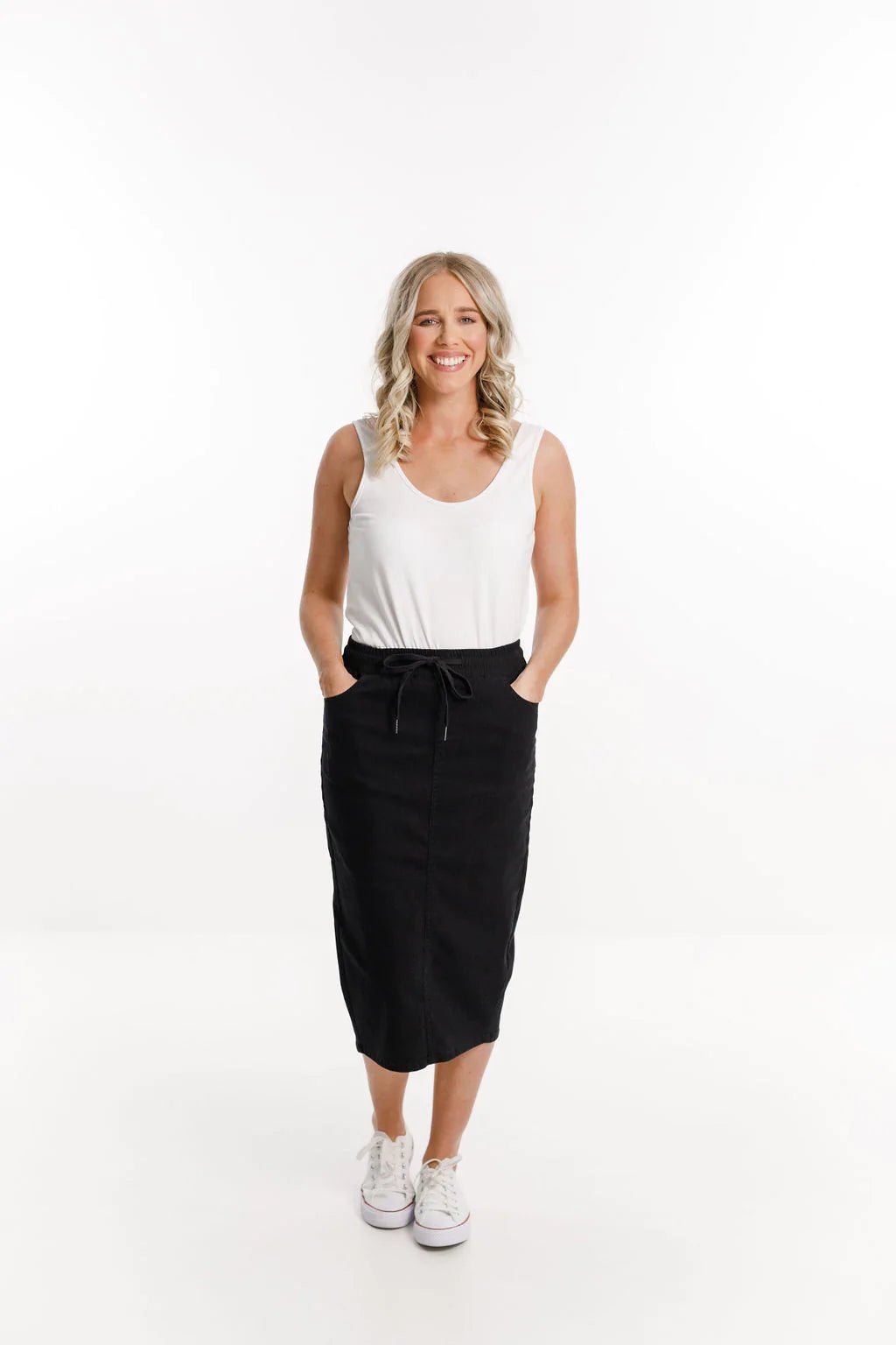 Home Lee Clothing Denim Midi Skirt Womens Boutique Online NZ