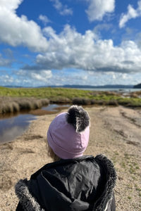 EBONY_POM POM DETACHABLE FOR 100% MERINO BEANIE BLACK & GREY _ _ Ebony Boutique NZ