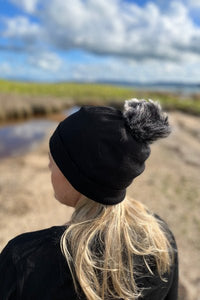 EBONY_POM POM DETACHABLE FOR 100% MERINO BEANIE GOLD & BLACK _ _ Ebony Boutique NZ