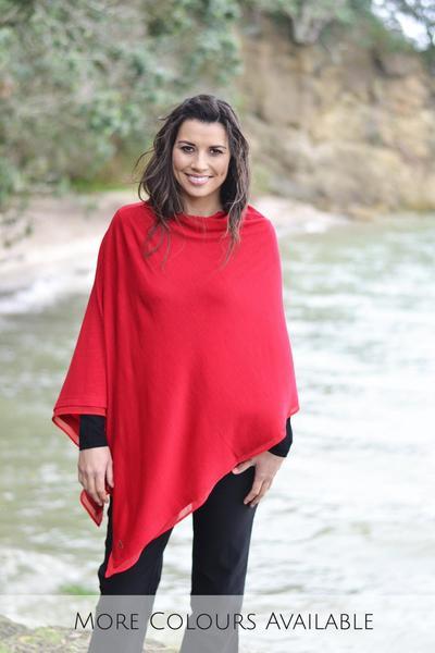 EBONY_WOMENS 100% MERINO WOOL EASY STYLE LAYER PONCHO WITH CHIFFON _ _ Ebony Boutique NZ