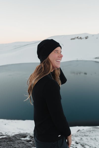 EBONY_100% MERINO BEANIE UNISEX CUFFED/SLOUCH BLACK _ 100% MERINO BEANIE UNISEX CUFFED/SLOUCH BLACK _ Ebony Boutique NZ