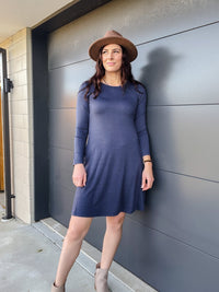 EBONY_MERINO SWING DRESS LONG SLEEVES INDI BLUE _ MERINO SWING DRESS LONG SLEEVES INDI BLUE _ Ebony Boutique NZ