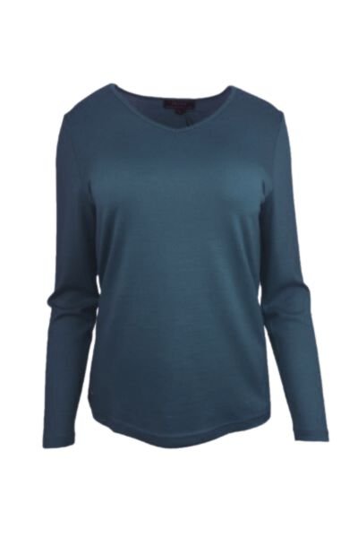 EBONY_WOMENS 100% MERINO (210) LONG SLEEVE V NECK TOP INDI BLUE _ EBONY_WOMENS 100% MERINO (210) LONG SLEEVE V NECK TOP INDI BLUE _ _ Ebony Boutique NZ _ Ebony Boutique NZ