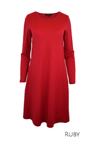 EBONY_WOMENS 100% MERINO WOOL (210) LONG SLEEVE SWING DRESS _ EBONY_WOMENS 100% MERINO WOOL (210) LONG SLEEVE SWING DRESS _ _ Ebony Boutique NZ _ Ebony Boutique NZ
